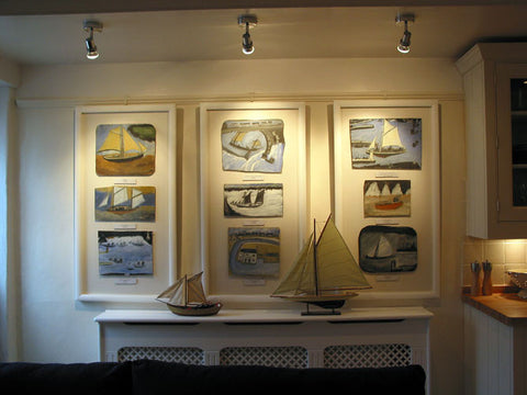 Alfred Wallis paintings, replicas in his holiday home in st.ives cornwall