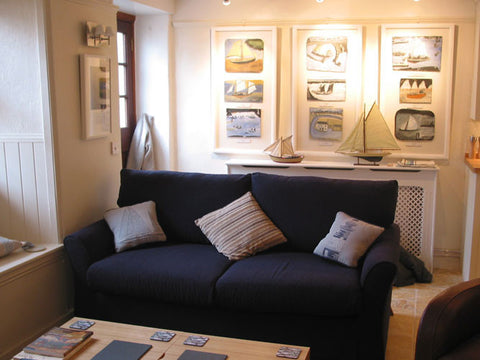 Alfred Wallis sofa bed within the living room of his holiday cottage in st.Ives Cornwall